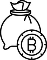 bitcoin bolso contorno vector ilustración icono