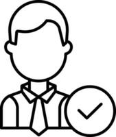 Tick mark Man Outline vector illustration icon