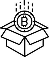 bitcoin open box Outline vector illustration icon