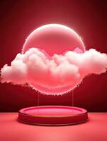 AI generated Portrait circle neon light with clouds AI Generative photo