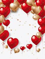 AI generated Portrait red gold heart balloon on the white background AI Generative photo