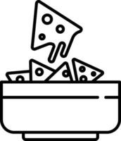 cheese nachos Outline vector illustration icon