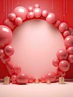 AI generated Pink circle rounded with balloon AI Generative photo