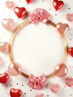 AI generated Gold circle rounded with heart balloon AI Generative photo