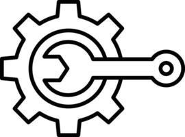 Cog wheel Wrench Outline vector illustration icon