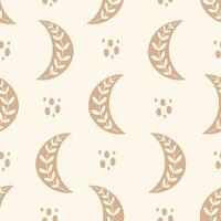 Celestial seamless pattern with crescent and branches vector