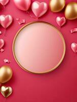 AI generated Gold circle rounded with balloon AI Generative photo