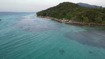 Aerial view of remote island in Karimunjawa Islands, Jepara, Indonesia. Coral reefs, white sand beaches. Top tourist destination, best diving snorkelling. video