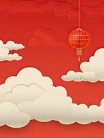 AI generated Portrait Chinese lantern with clouds AI Generative photo