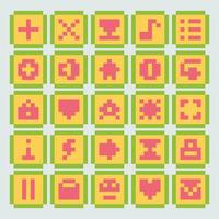 pixel game ui icons set vector illustration