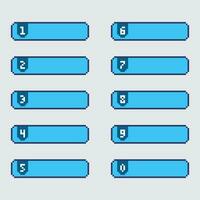 pixel style buttons with numbers and arrows vector