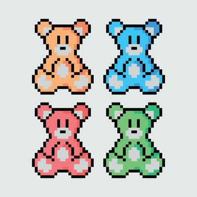 pixel art teddy bears vector illustration