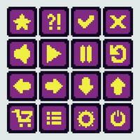 pixel game ui icons set vector illustration