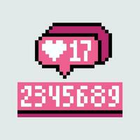 pixel art image of a heart and a number vector