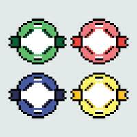 pixel 8 bit life preserver icon set vector