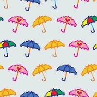 a pixel pattern of colorful umbrellas vector