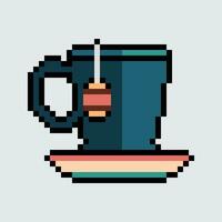 un píxel Arte ilustración de un taza de té vector