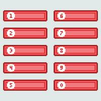 pixel red buttons with numbers on them vector