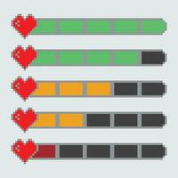 pixel game score meter with heart and arrows vector