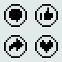 pixel retro icons set vector