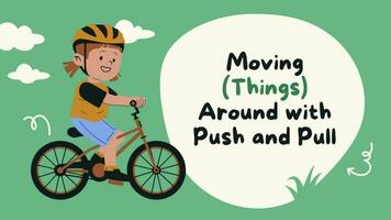 3d animation invitation to ride a moving bike by pushing and pulling video