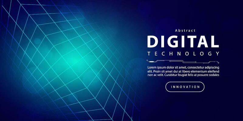 Digital technology futuristic blue green background, internet network connection, abstract cyber information communication, science innovation future tech, Ai big data line dot, illustration vector 3d