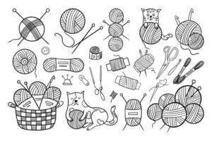 Set of icons for needlework and sewing. vector