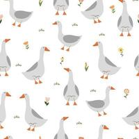 Scandinaian seamless pattern with goose isolated on a white background vector