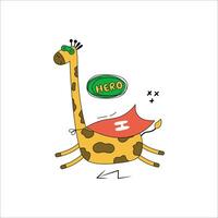 Giraffe in funny comic costumes. vector