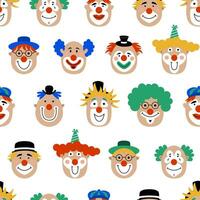 Fun clowns seamless pattern. vector