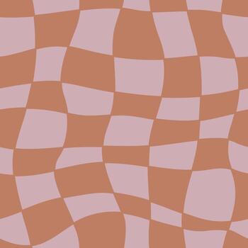 Groovy seamless pattern with geometric shapes. Design in the style of 70s. Vector hand-drawn illustration.