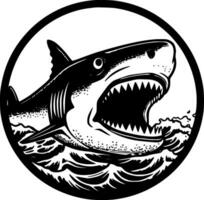 Shark, Black and White Vector illustration