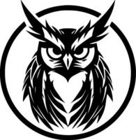 Owl, Black and White Vector illustration