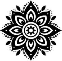 mandala - negro y blanco aislado icono - vector ilustración