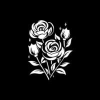 rosas - negro y blanco aislado icono - vector ilustración