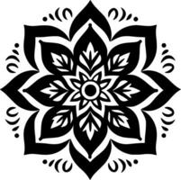 mandala - negro y blanco aislado icono - vector ilustración