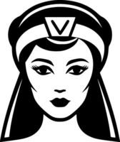 Nurse, Black and White Vector illustration