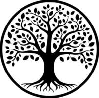 árbol - negro y blanco aislado icono - vector ilustración