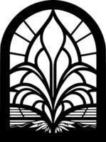 Stained Glass, Black and White Vector illustration