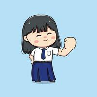 cute junior high school student girl feeling proud chibi kawaii vector