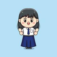 cute junior high school student girl feeling proud chibi kawaii vector