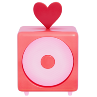 Valentine's movie night Heartbeat Speaker on transparent background, 3D rendering png