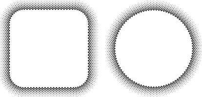 circle and square dots halftone frame set vector