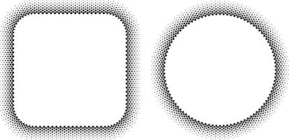 circle and square dots halftone frame set vector