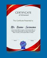 Certificate of achievement template set with gold badge and border, Appreciation and Achievement Certificate Template Design. Elegant diploma certificate template vector