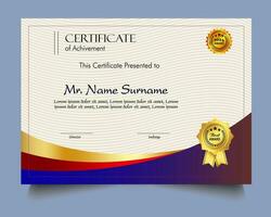 Certificate of achievement template set with gold badge and border, Appreciation and Achievement Certificate Template Design. Elegant diploma certificate template vector