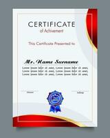 Certificate of achievement template set with gold badge and border, Appreciation and Achievement Certificate Template Design. Elegant diploma certificate template vector