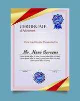 Certificate of achievement template set with gold badge and border, Appreciation and Achievement Certificate Template Design. Elegant diploma certificate template vector