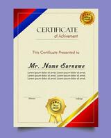 Certificate of achievement template set with gold badge and border, Appreciation and Achievement Certificate Template Design. Elegant diploma certificate template vector