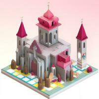 AI generated Isometric 3D Religious Building Icon Clip Art Sticker Decoration Simple Background photo